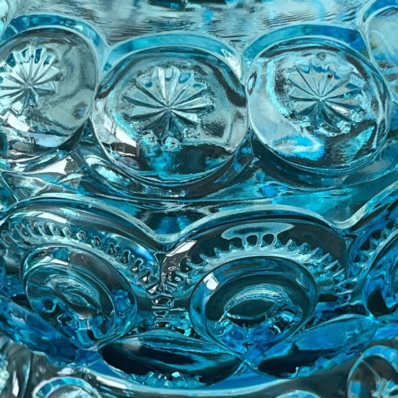 Westmoreland Glass Covered Candy Dish // Moon and Stars Pattern // Aqua Blue - Picture 2 of 9